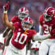 Alabama Crimson Tide linebacker Henry To'oTo'o (10) reacts after a play against the Vanderbilt Commodores during the first half at Bryant-Denny Stadium.